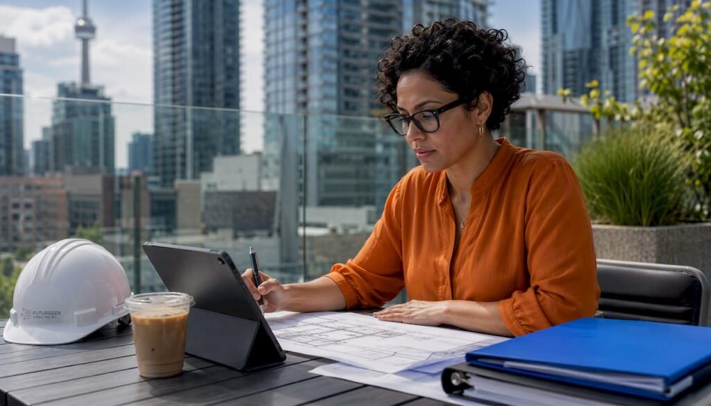 MEP engineer reviewing model and documents