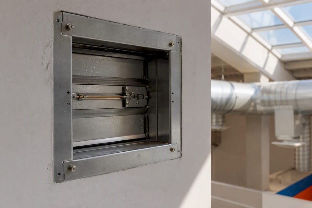Fire damper installed in rated wall assembly