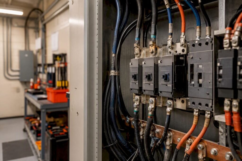 EV charger electrical panel wiring detail