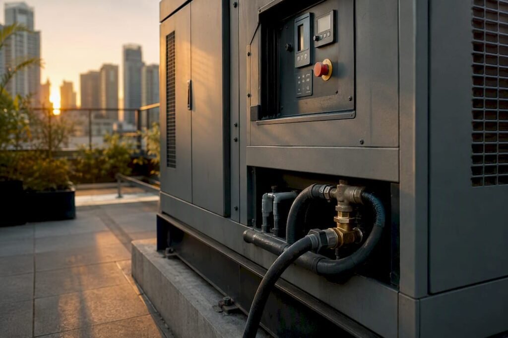 Commercial generator equipment installation outdoors