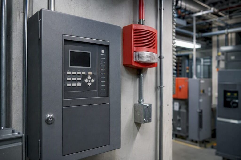 Fire alarm control panel with alert sounder