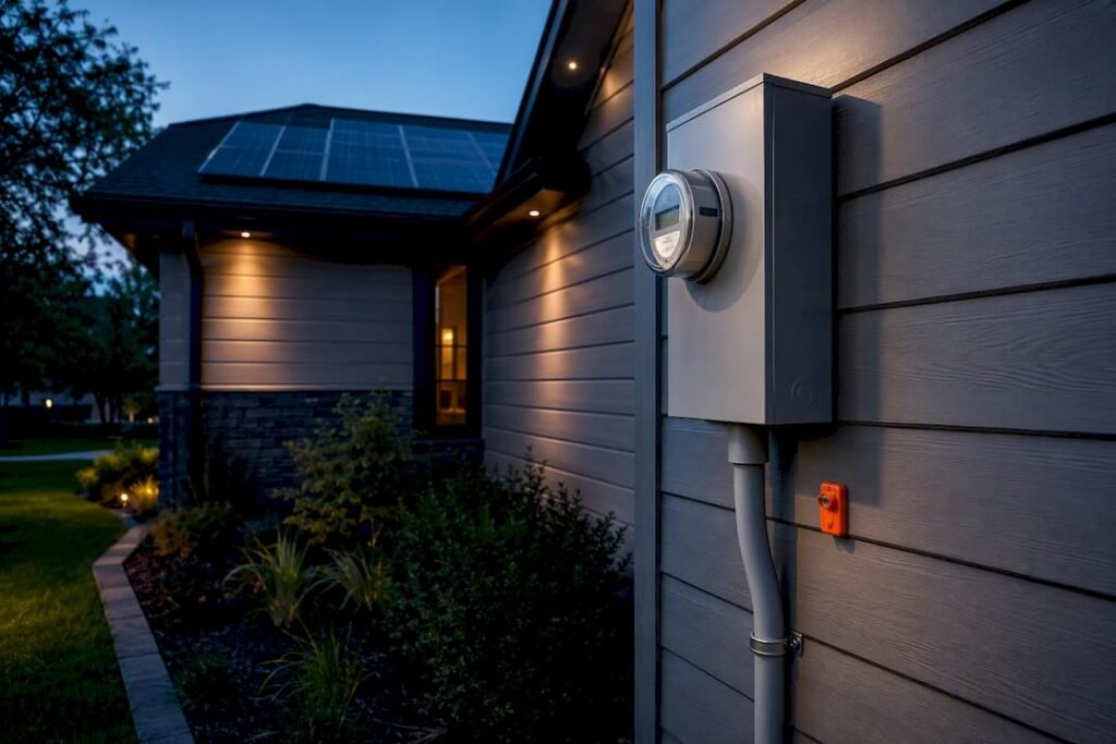Residential solar system connected to electrical service