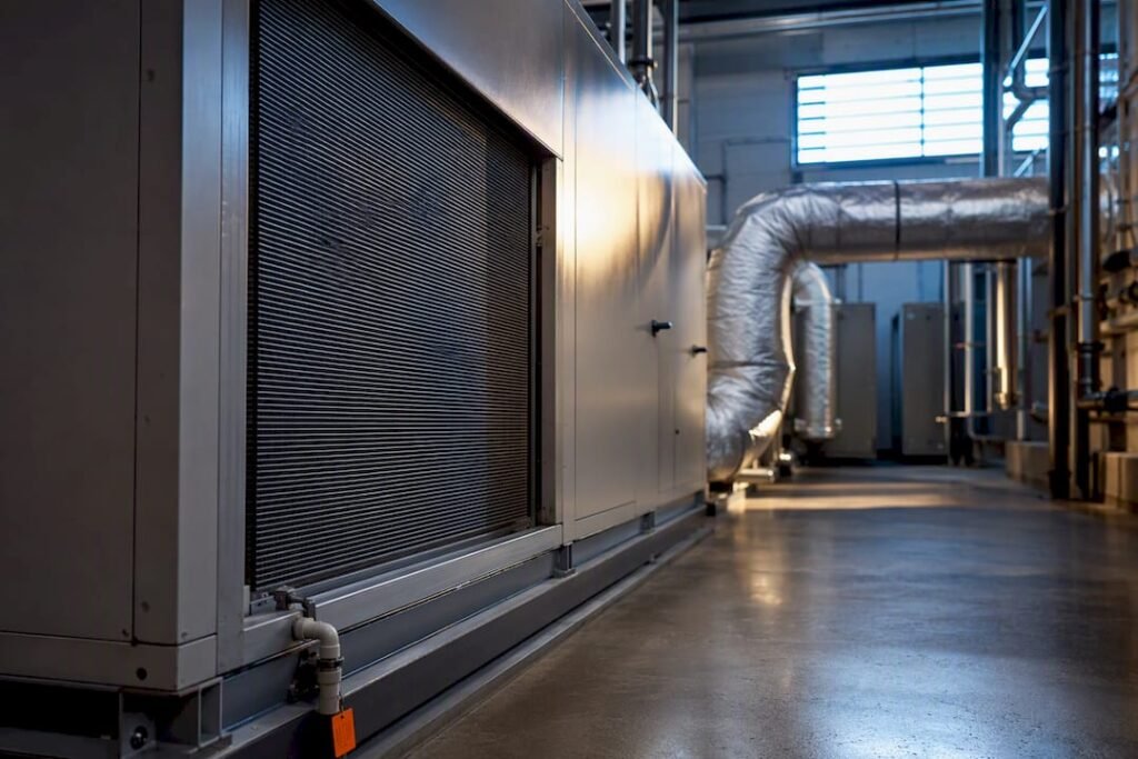 DOAS dehumidification coil in plant room