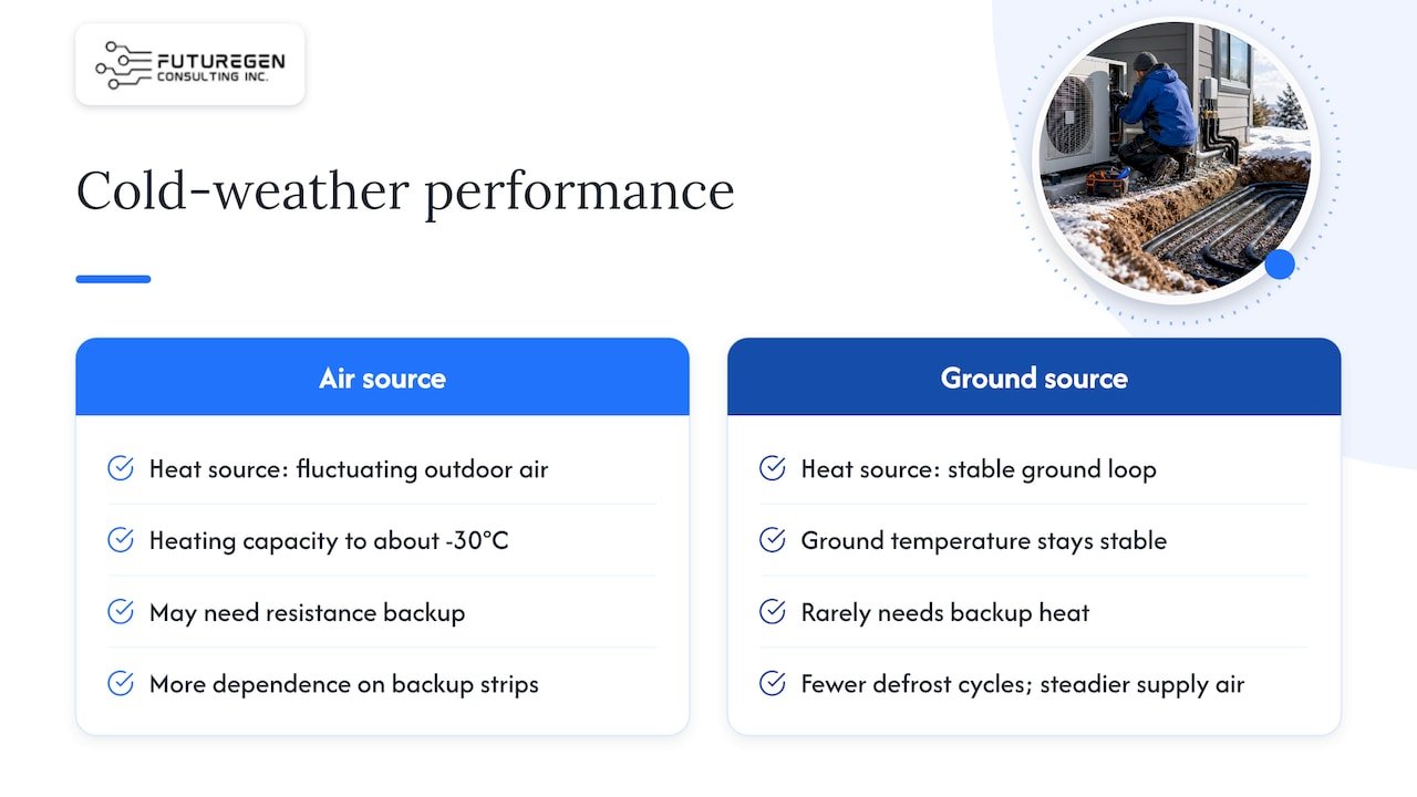 Cold-weather performance comparison of two heat pump types