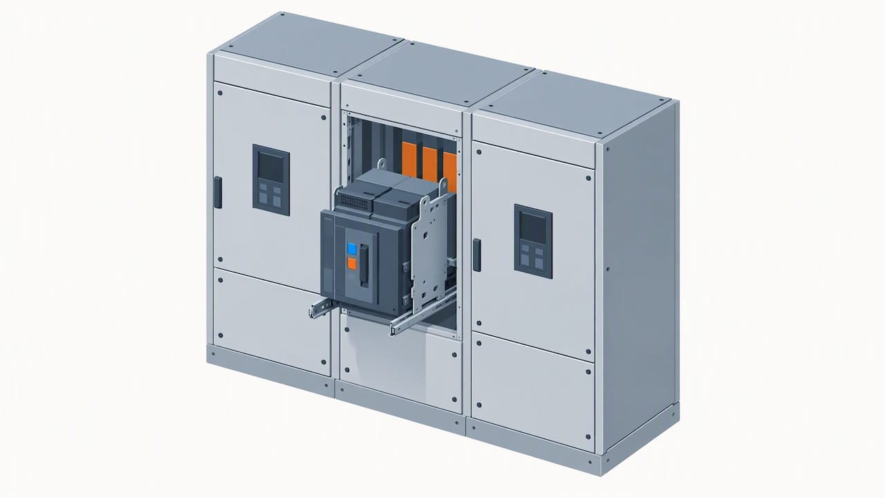 Breaker withdrawn from an isolated switchgear cell