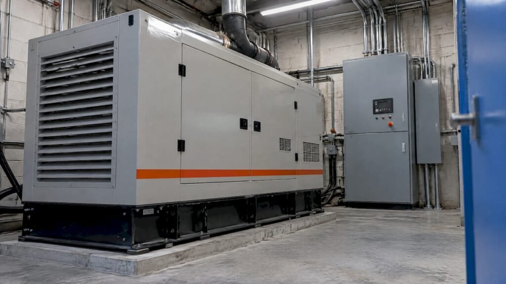 Standby generator beside control cabinet